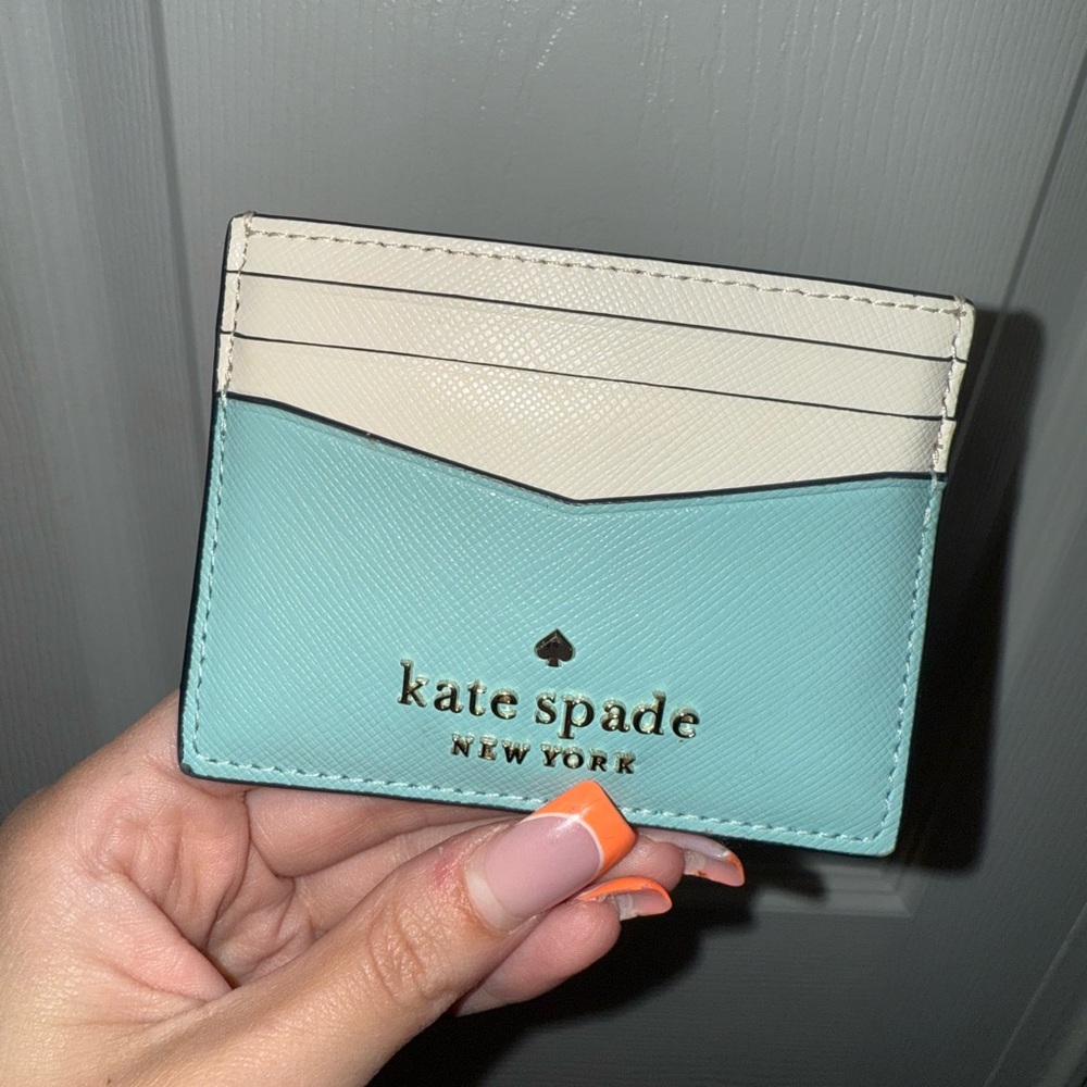 Kate Spade Aqua and Cream Card Holder